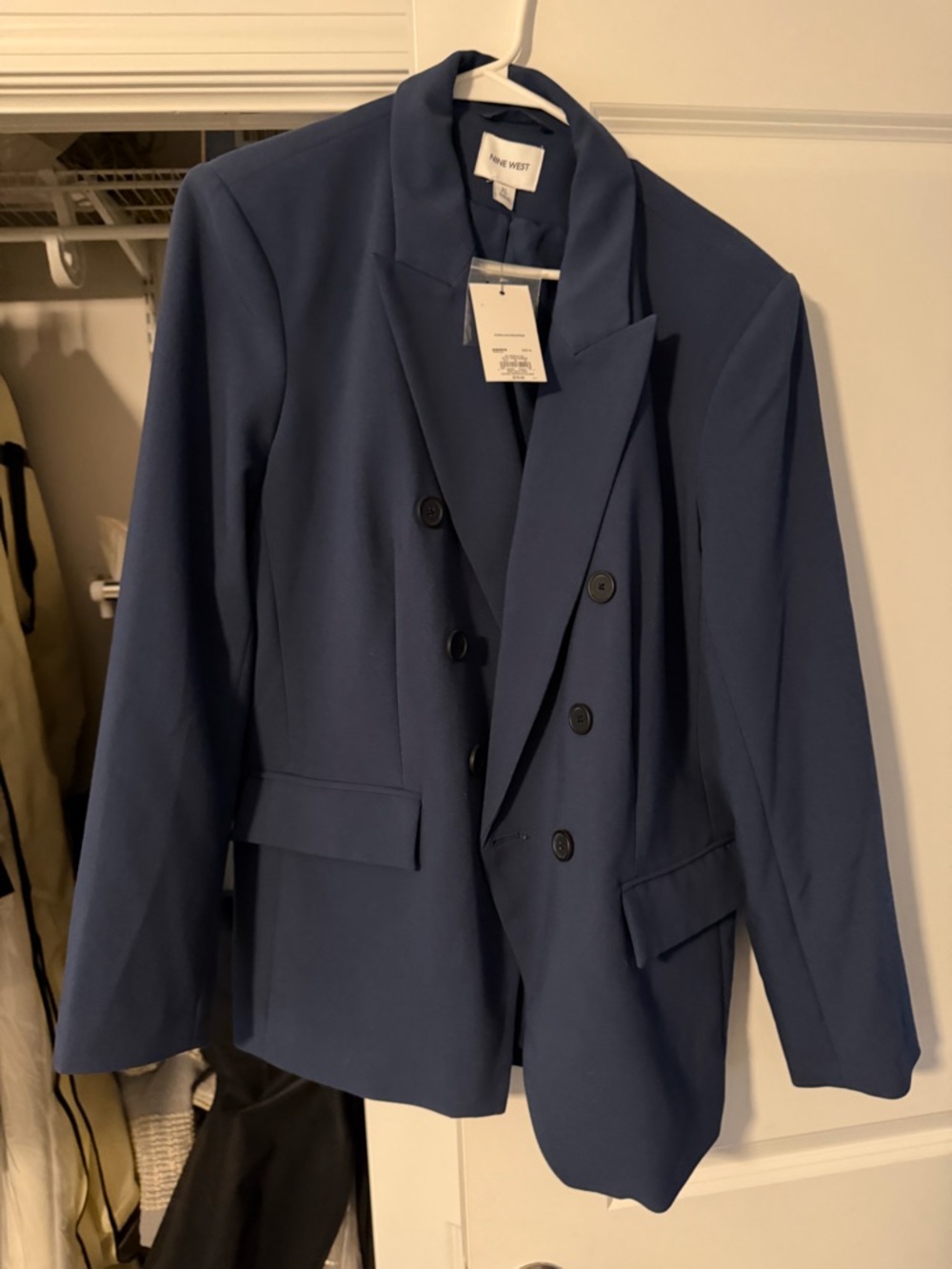 Nine West Navy Blue Double-Breasted Blazer
